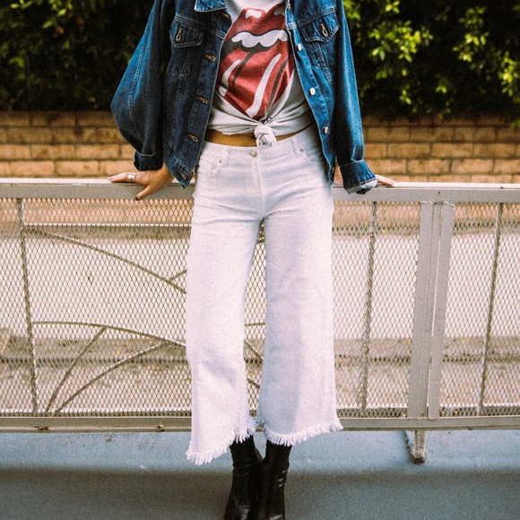 white jeans culottes